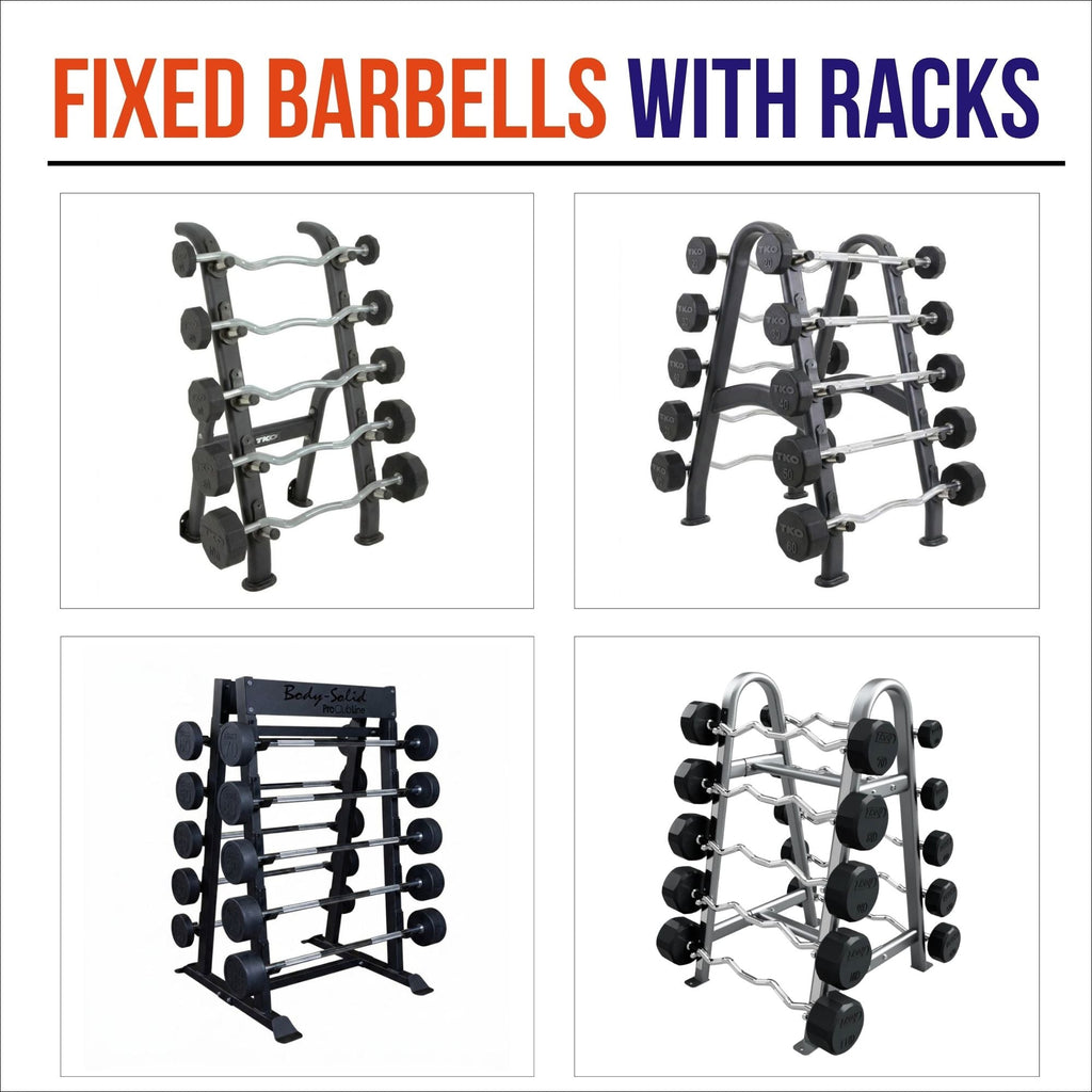 Fixed Barbells & EZ Curl Bar Sets with Racks