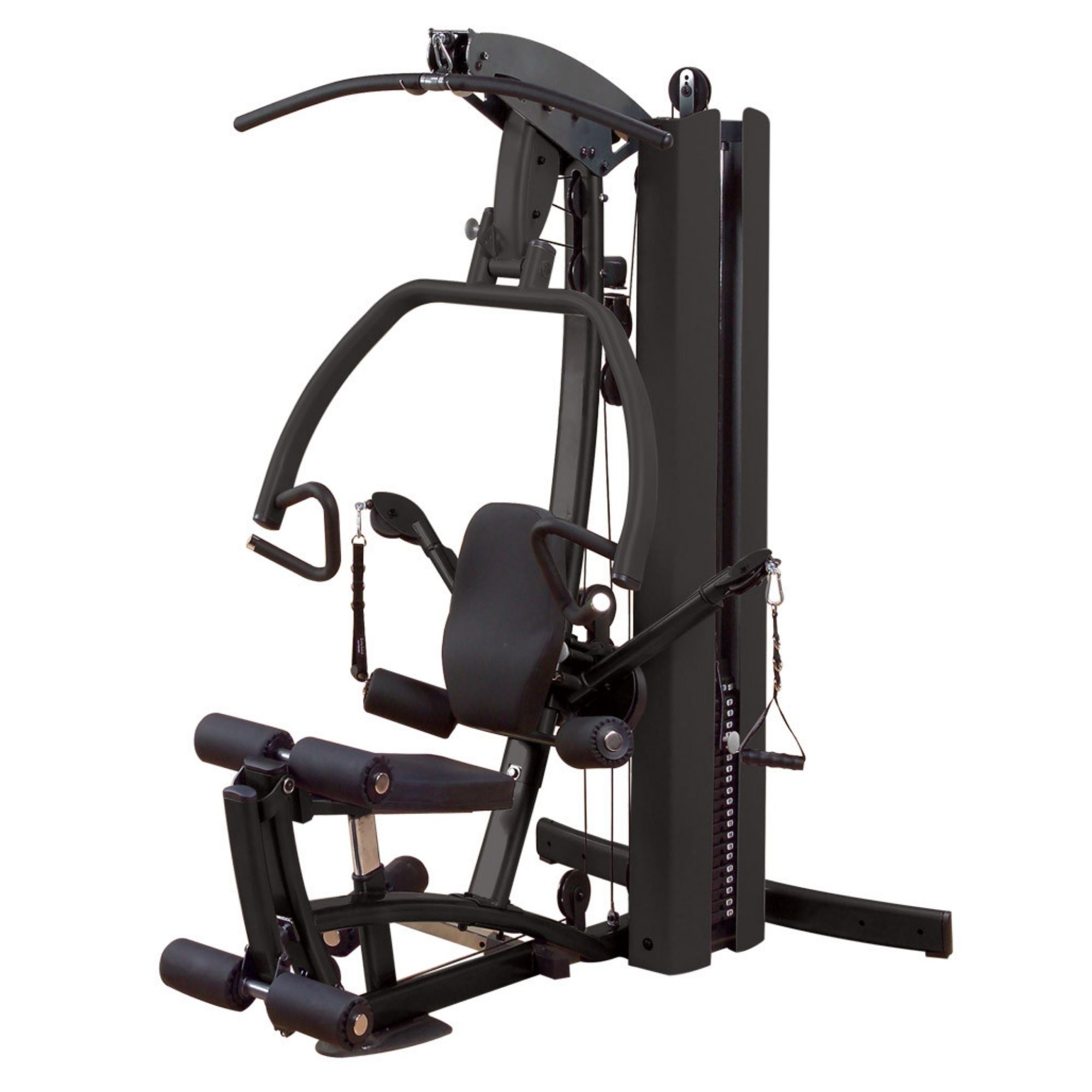 Body-Solid Fusion 500 F500 personal trainer home gym with black frame, functional arms, press station, and single weight stack