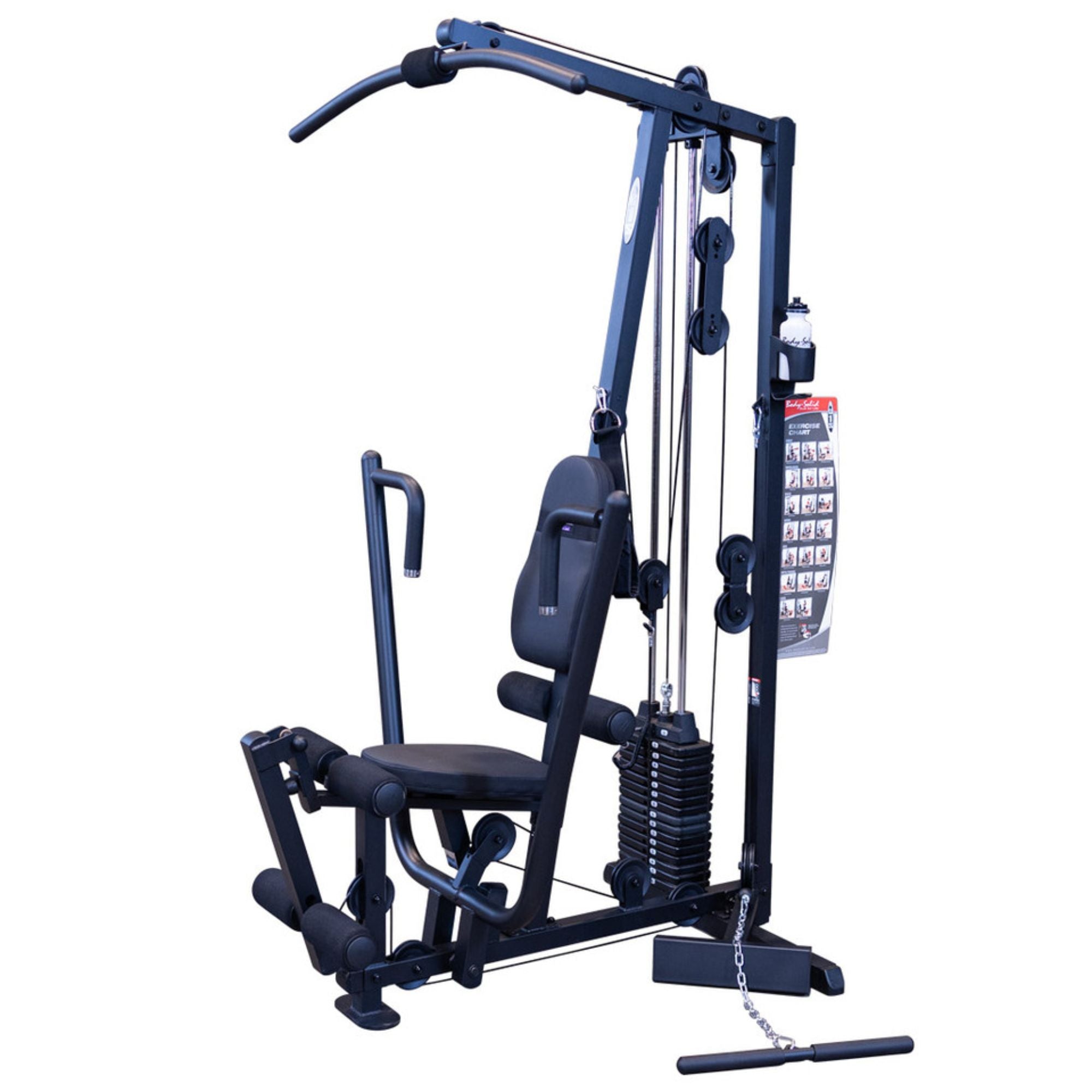 Body-Solid G1S multi-station gym with 160 lb. weight stack, chest press, lat pulldown, leg developer, and mid pulley station