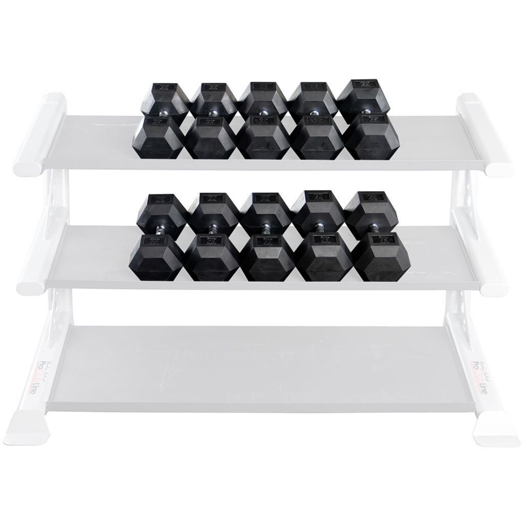 Body-Solid 55-75 lb. Rubber Hex Dumbbell Set SDRS650