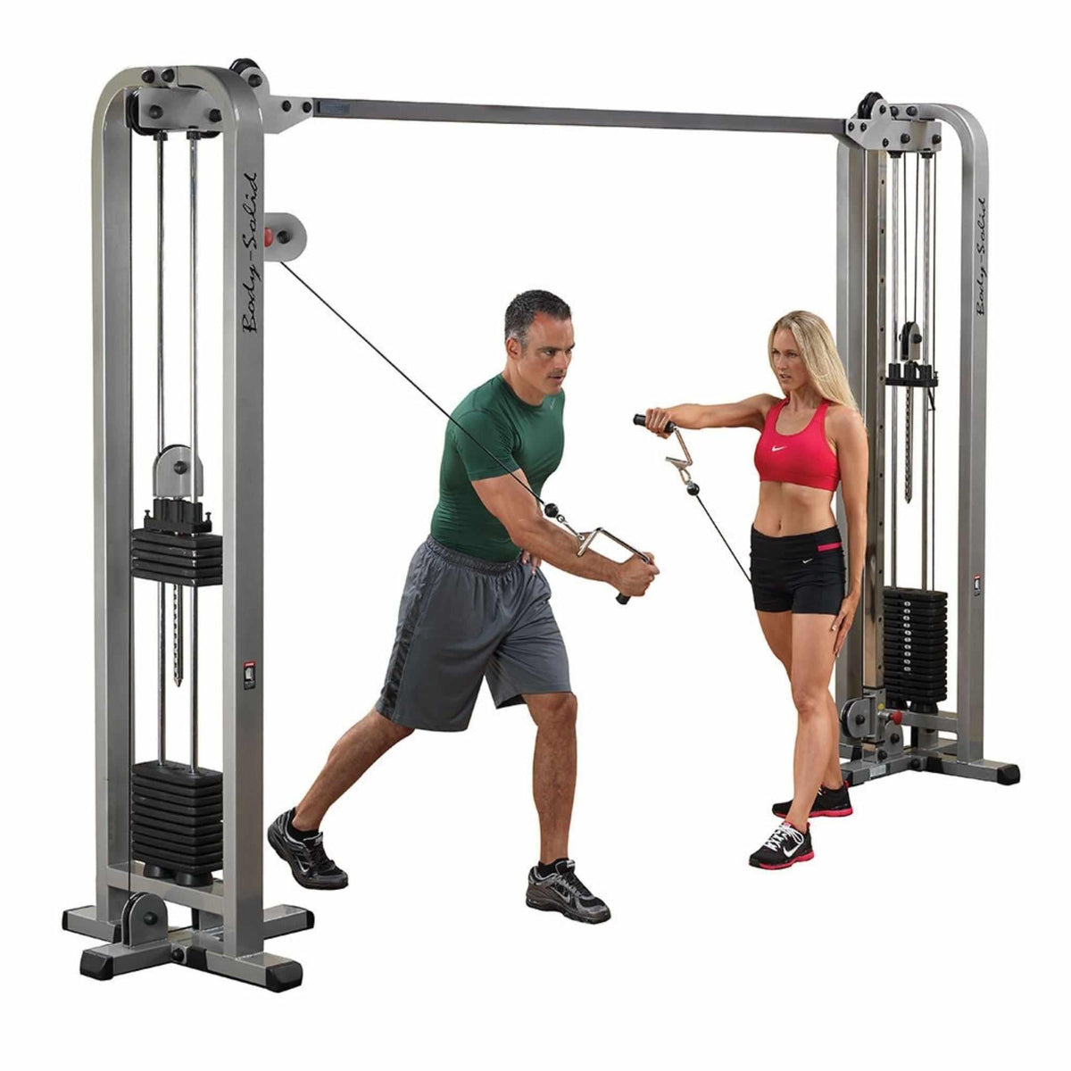 Body-Solid Pro ClubLine Cable Crossover by Body-Solid with Dual Stacks SCC1200G Action Without Background