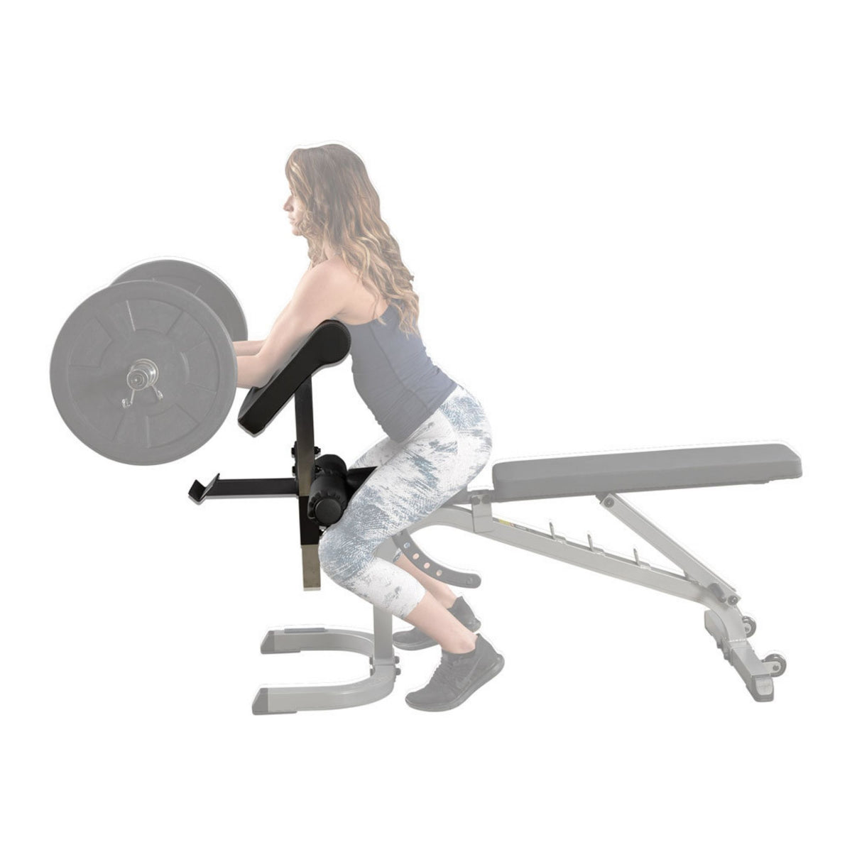Body-Solid Weight Bench Preacher Curl Attachment GPCA1 performing Seat Comfort during Bicep Curl