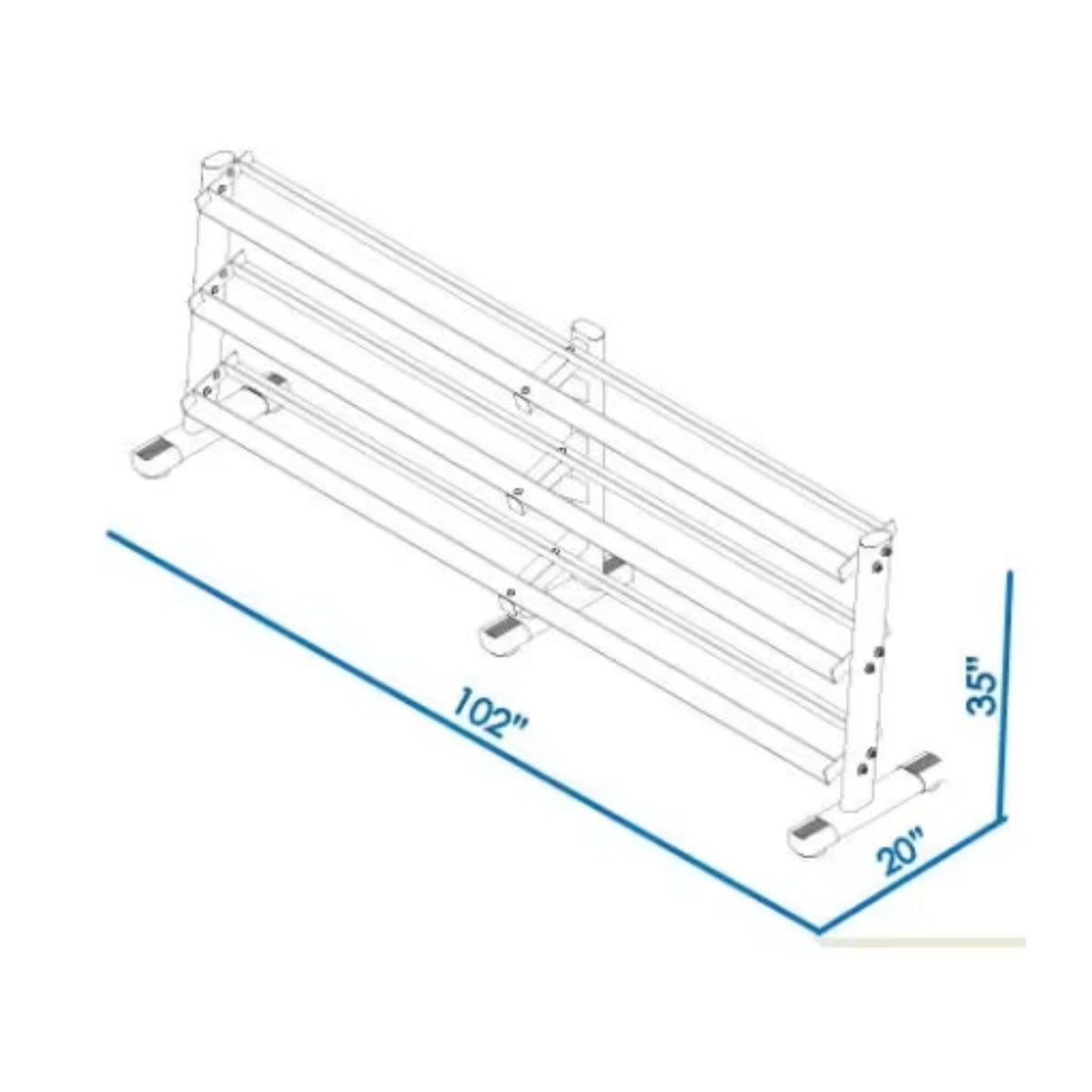 BodyKore 5-100LB Dumbbell Rack G243 Dimensions
