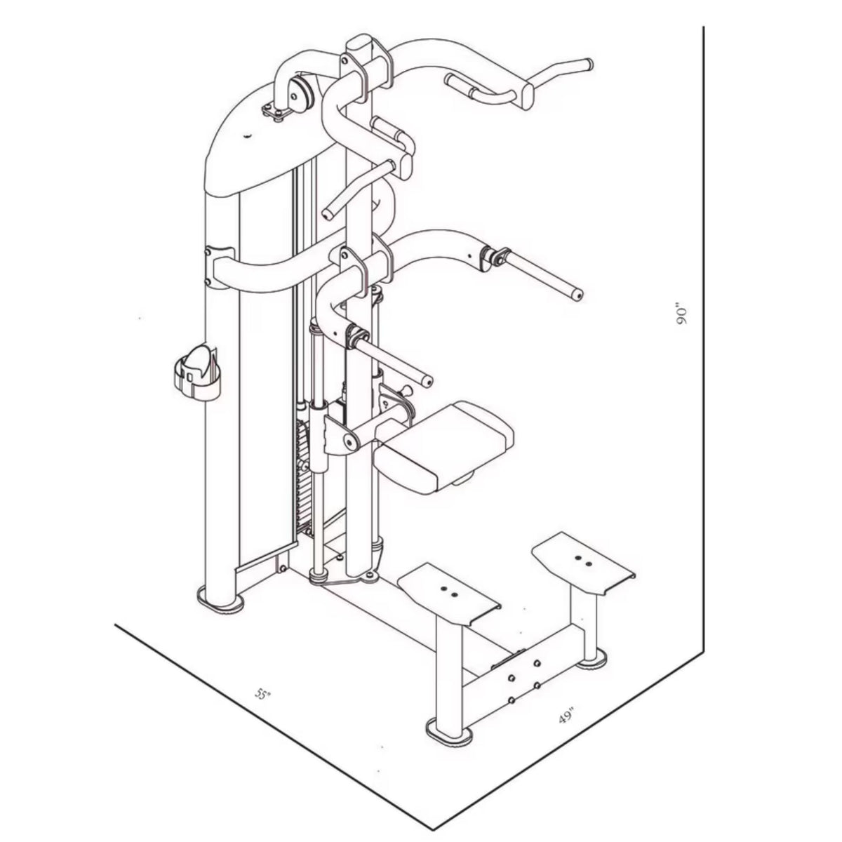 BodyKore Isolation Series Chin/Dip Assist GR636 Dimensions