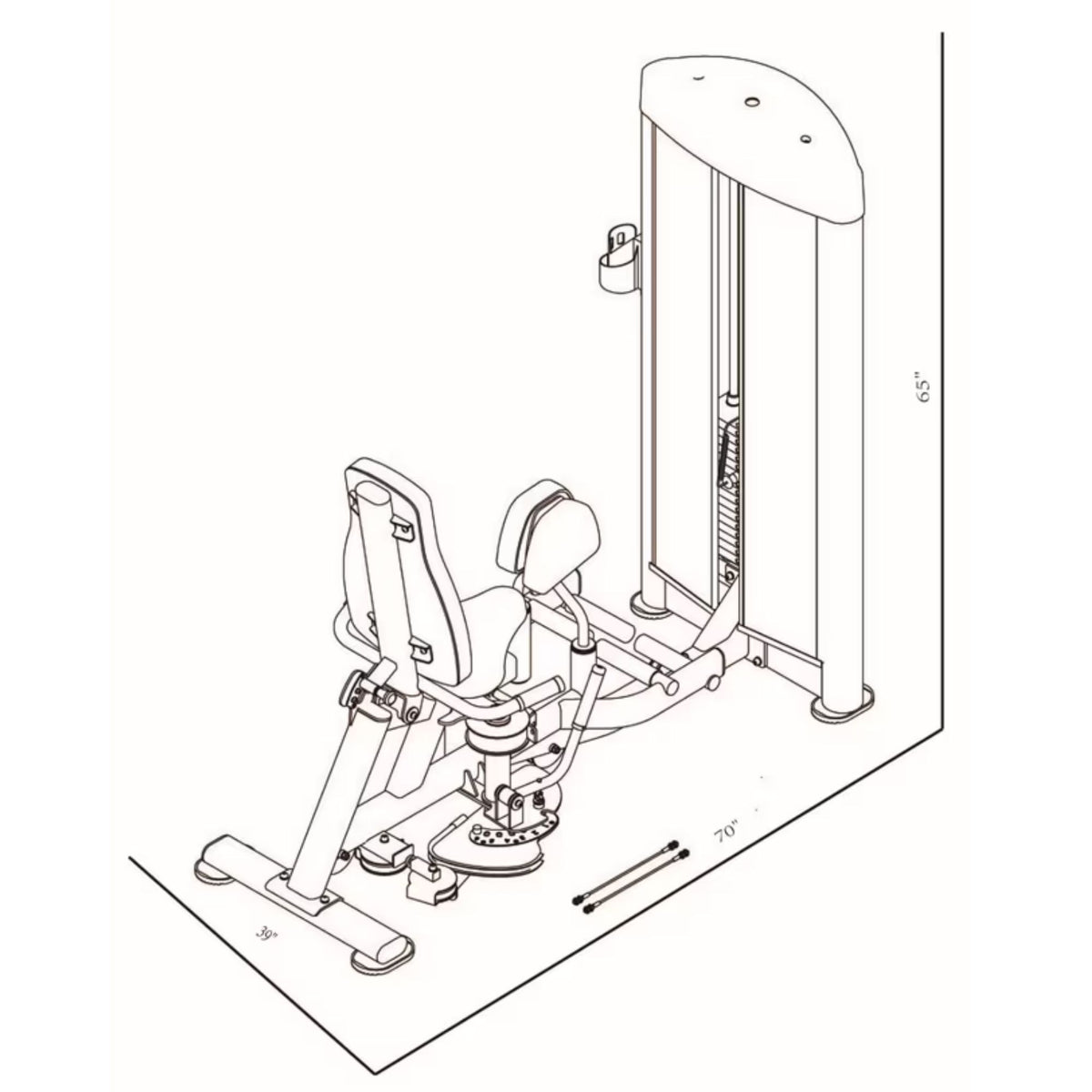 BodyKore Isolation Series Hip Adductor/Abductor GR632 Dimensions