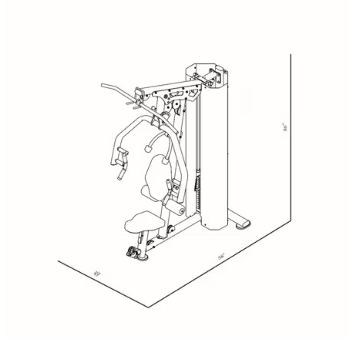 BodyKore Multi-Gym Chest Press/Lat Pull Down MTI4201 dimension