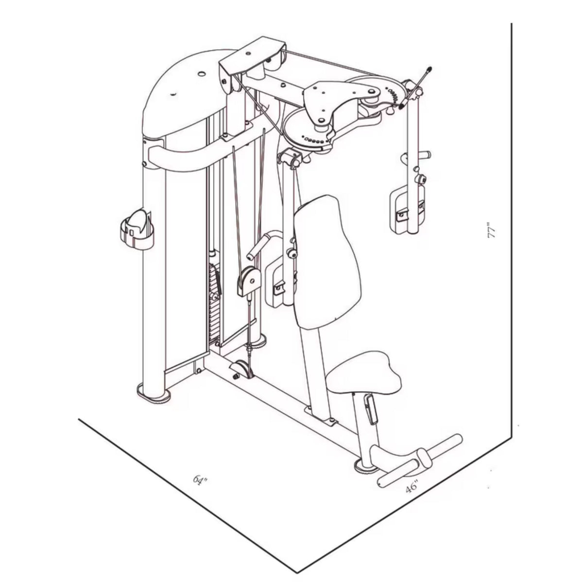 BodyKore Pectoral Fly GR620 Dimensions