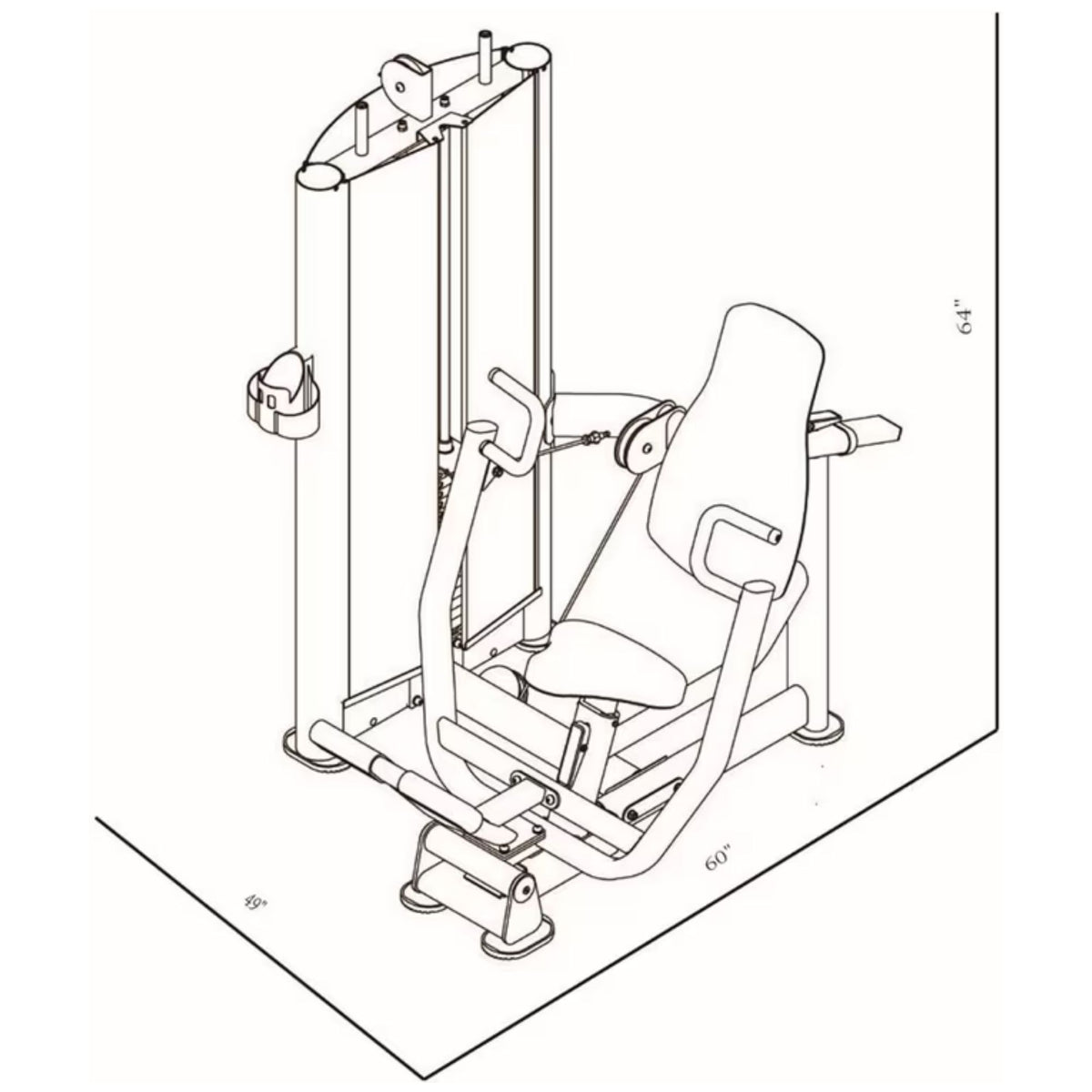 BodyKore Selectorized Chest Press GR601 Dimensions