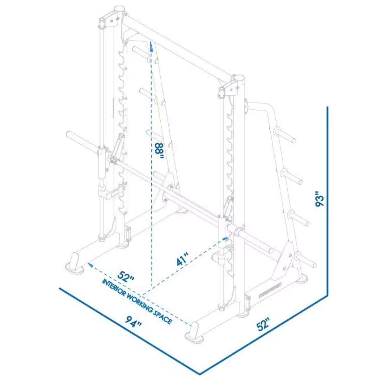 BodyKore Sigature Series Smith Machine G271 Dimensions