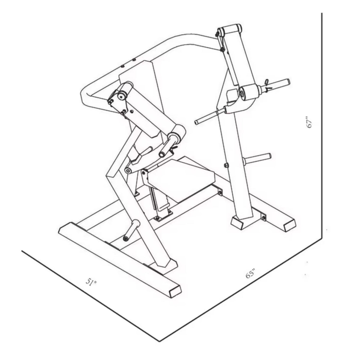 BodyKore Stacked Series Plate Loaded Chest Press GR801 Dimensions