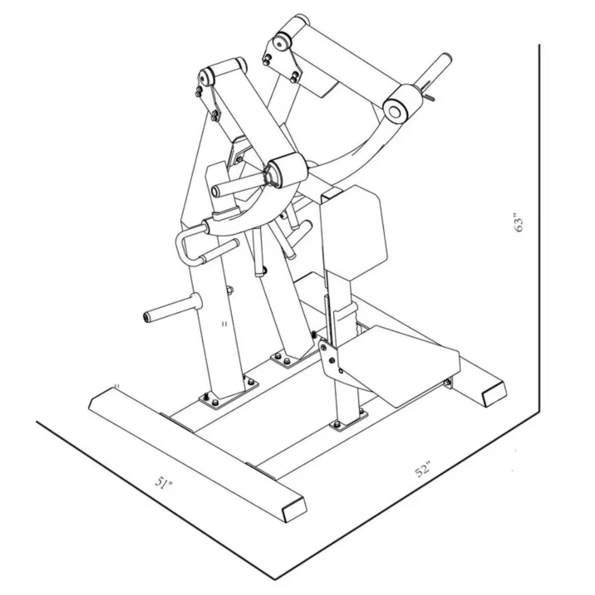 BodyKore Stacked Series Plate Loaded Row GR802 Dimensions