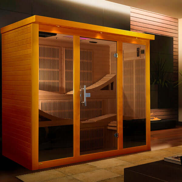 Dynamic Monaco 6-person Ultra Low EMF FAR Infrared Sauna DYN-6996-01 Elite Front View Indoor