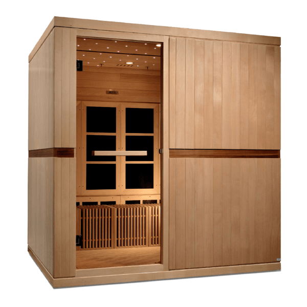 Golden Designs Catalonia 8-person PureTech™ Near Zero EMF FAR Infrared Sauna GDI-6880-02 Front Left View