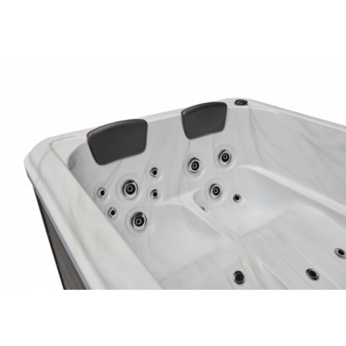 Luxury Spas Riley 3-Person Hot Tub 2 Cushioned Neck Pillows View