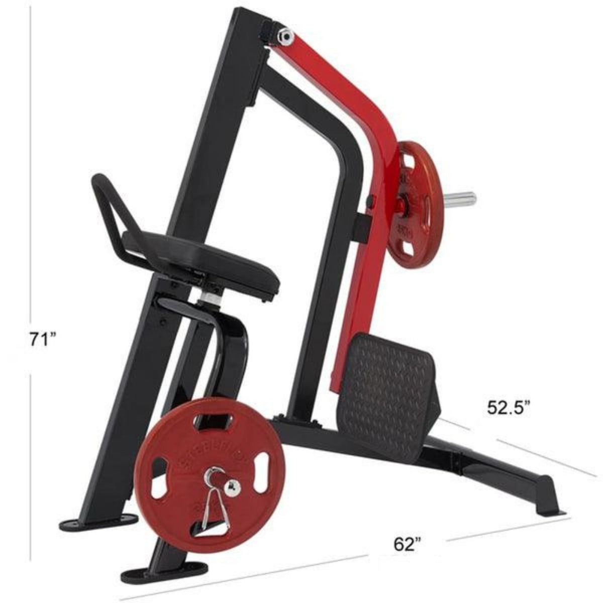 Steelflex PLHE Plate Loaded Hip Extension & Glute Machine Dimensinos