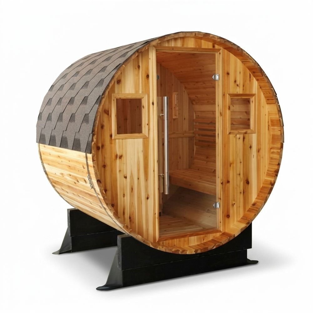 SunRay Solace 2-Person Traditional Barrel Sauna with 6kW Harvia Heater