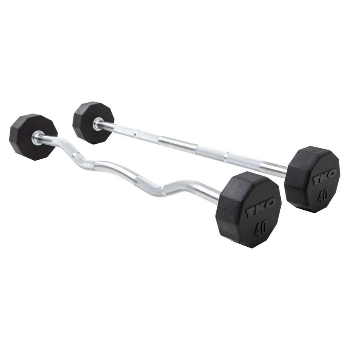 TKO 20-110 lb. Fixed Curl Bar Set, Rubber 807TR-G10