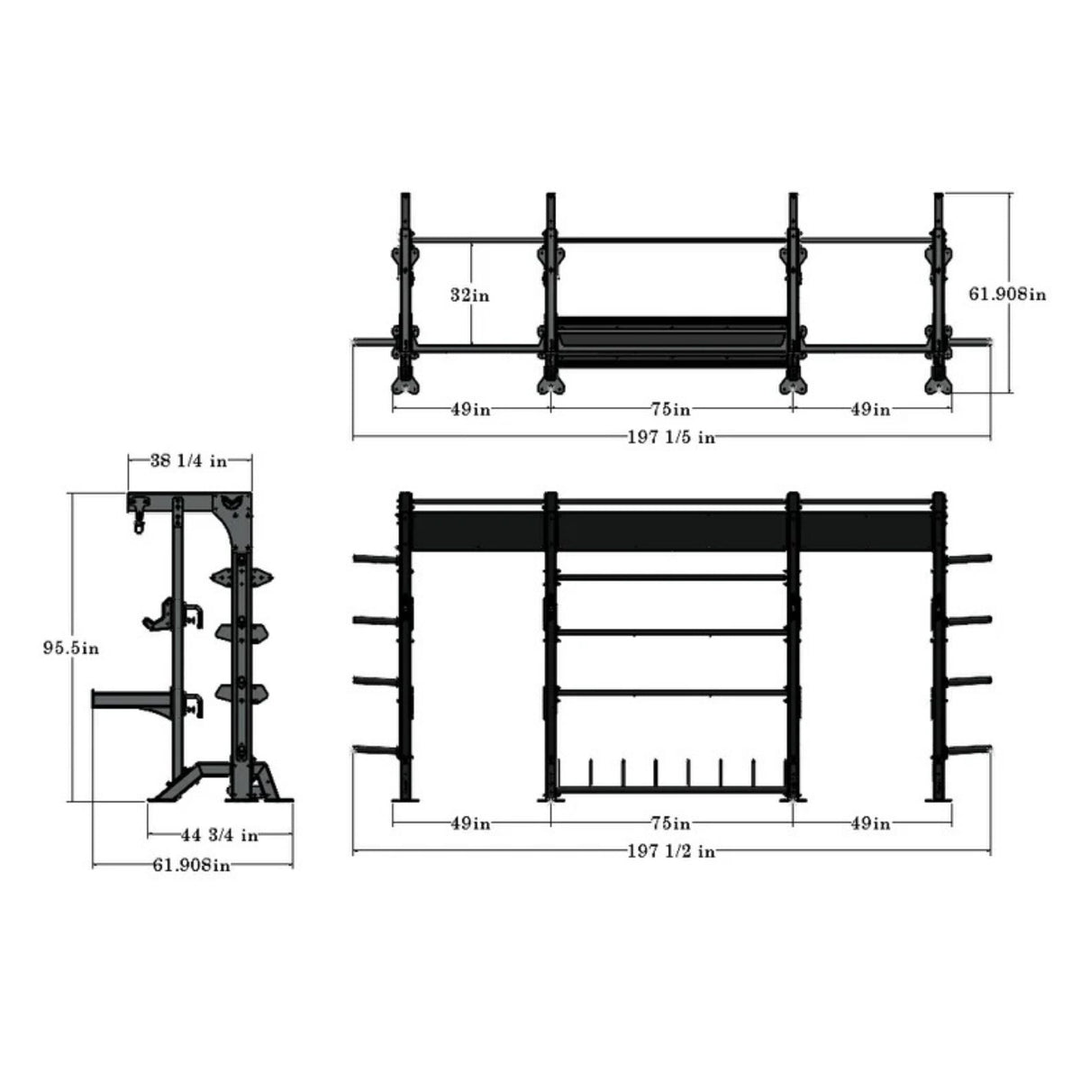 TKO Half Rack Annex DB-DHR-ANX dimensions