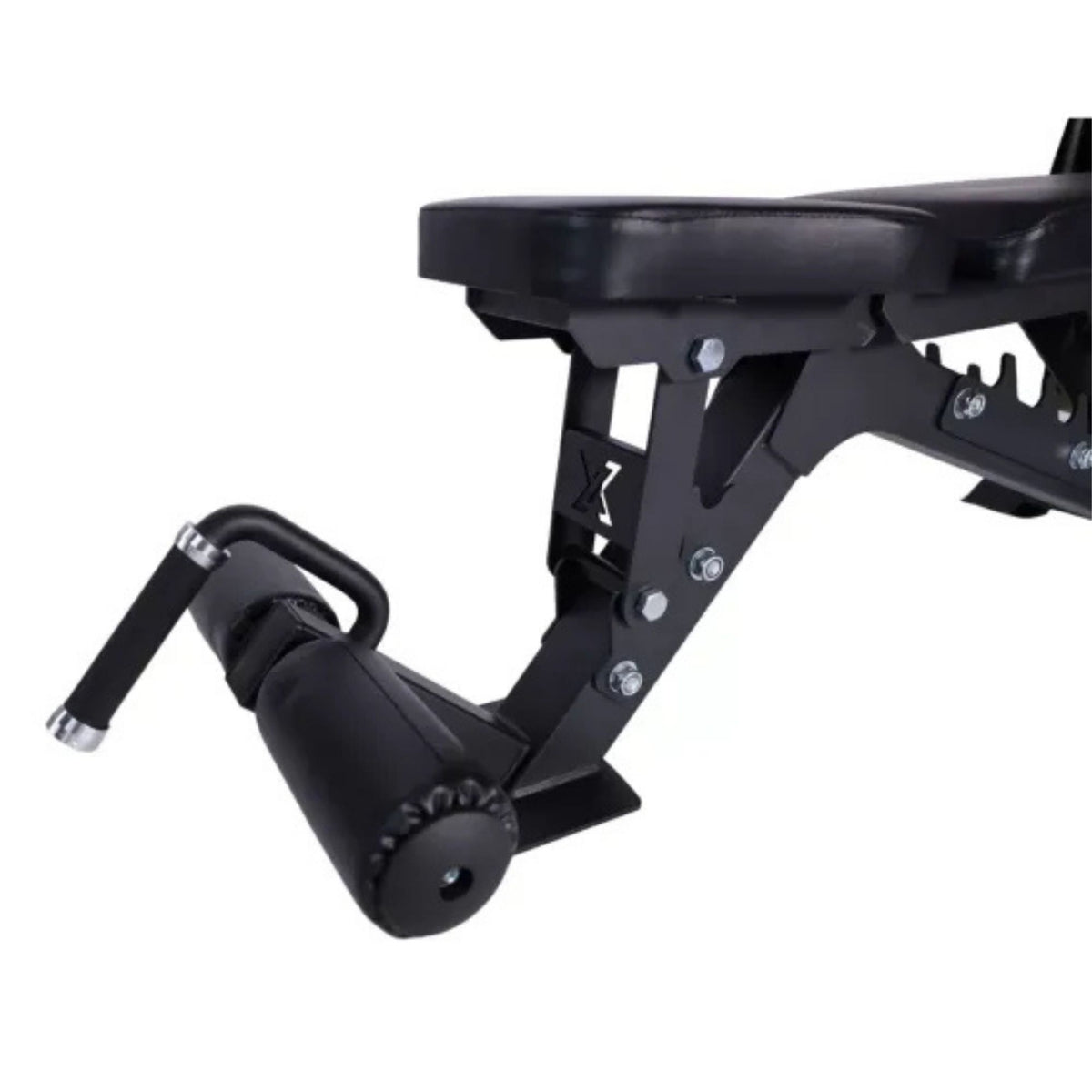 Vortex Commercial Adjustable Flat, Incline, Decline Bench with leg holders VXFIDL250 Close-up of foot roller