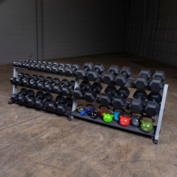Body-Solid Pro Dumbbell Rack Kettlebells on Bottom