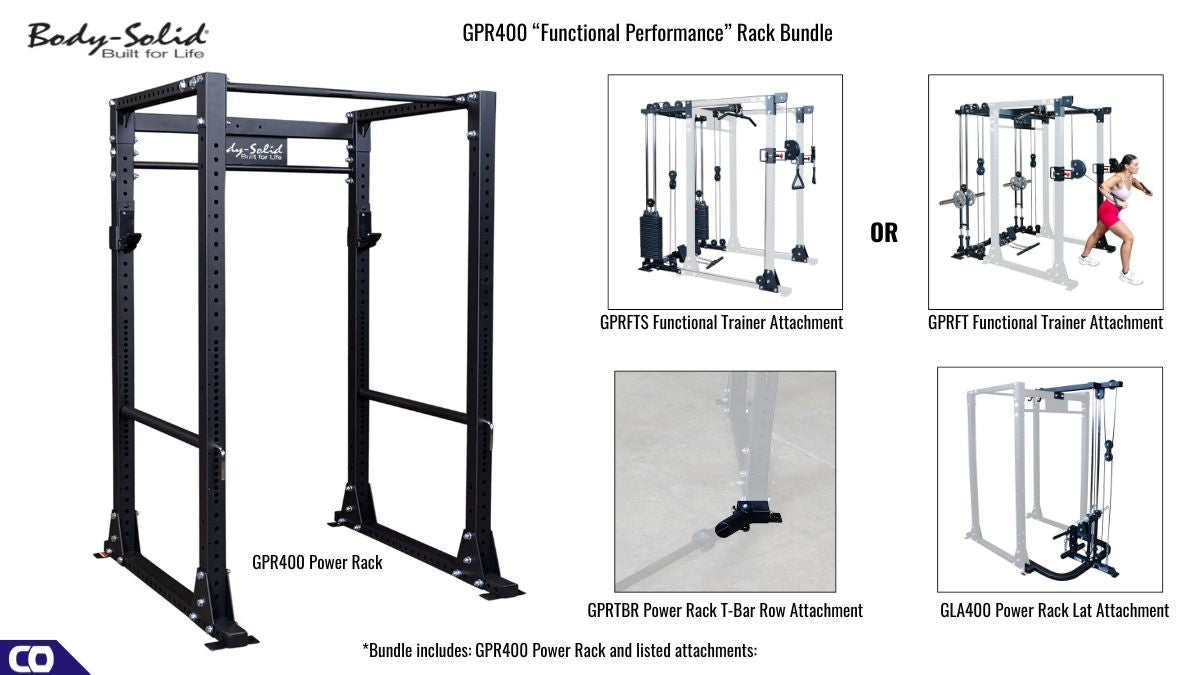Complete home gym setup with power rack and functional trainer