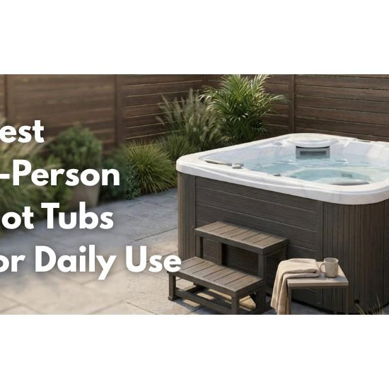5-person hot tub on a patio designed for daily use
