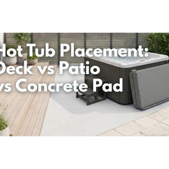  Hot tub installed on a level base with steps and clear service access