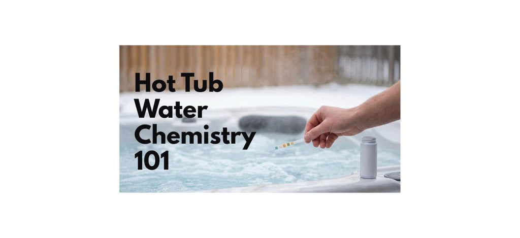 Testing hot tub water with test strips to check sanitizer and pH
