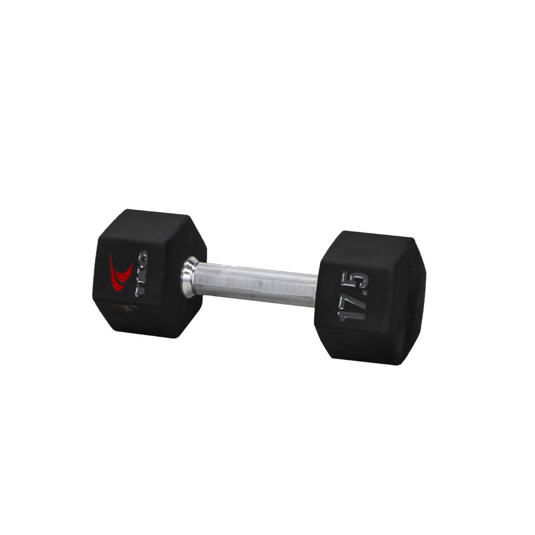 TKO 5-50lb Urethane Hex Tri-Grip Handle Dumbbells W/ 3 Tier Rail Rack S6230-TXUA10