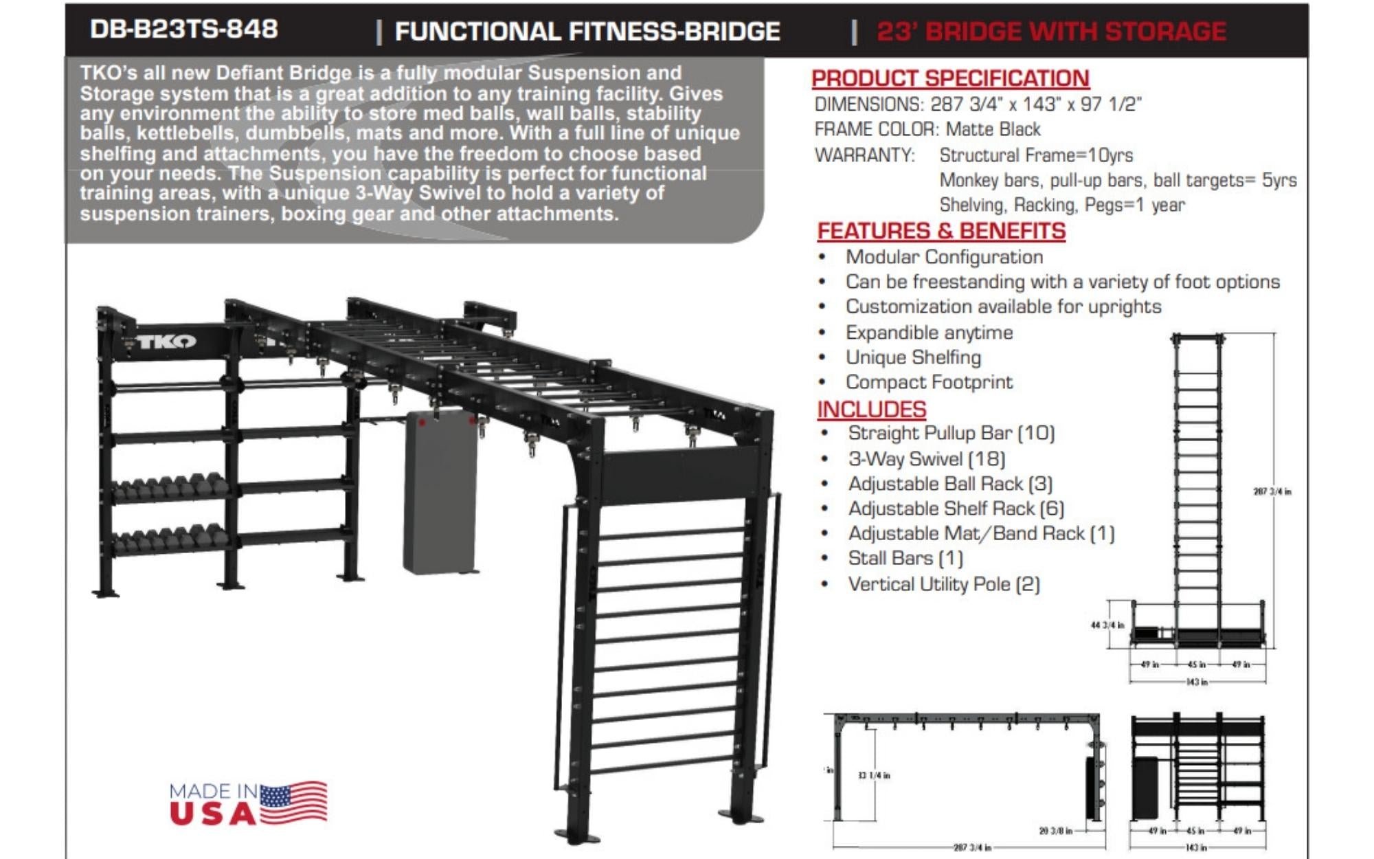 TKO Defiant Bridge 23' with Storage DB-B23TS-848 fact sheet