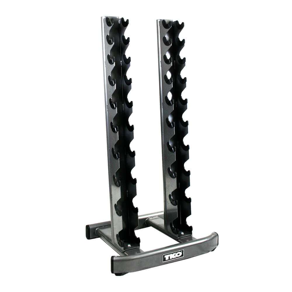 TKO 5-50lb Urethane Hex Tri-Grip Handle Dumbbells W/ 10 Pair Rack S840-TXUA10