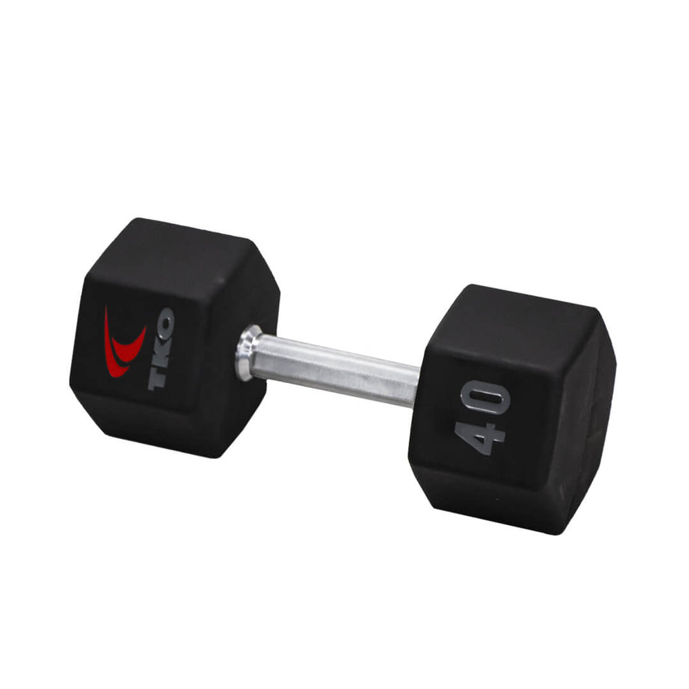 A 40 Lb dumbbell from the TKO Dumbbell Series with Tri-Grip handles