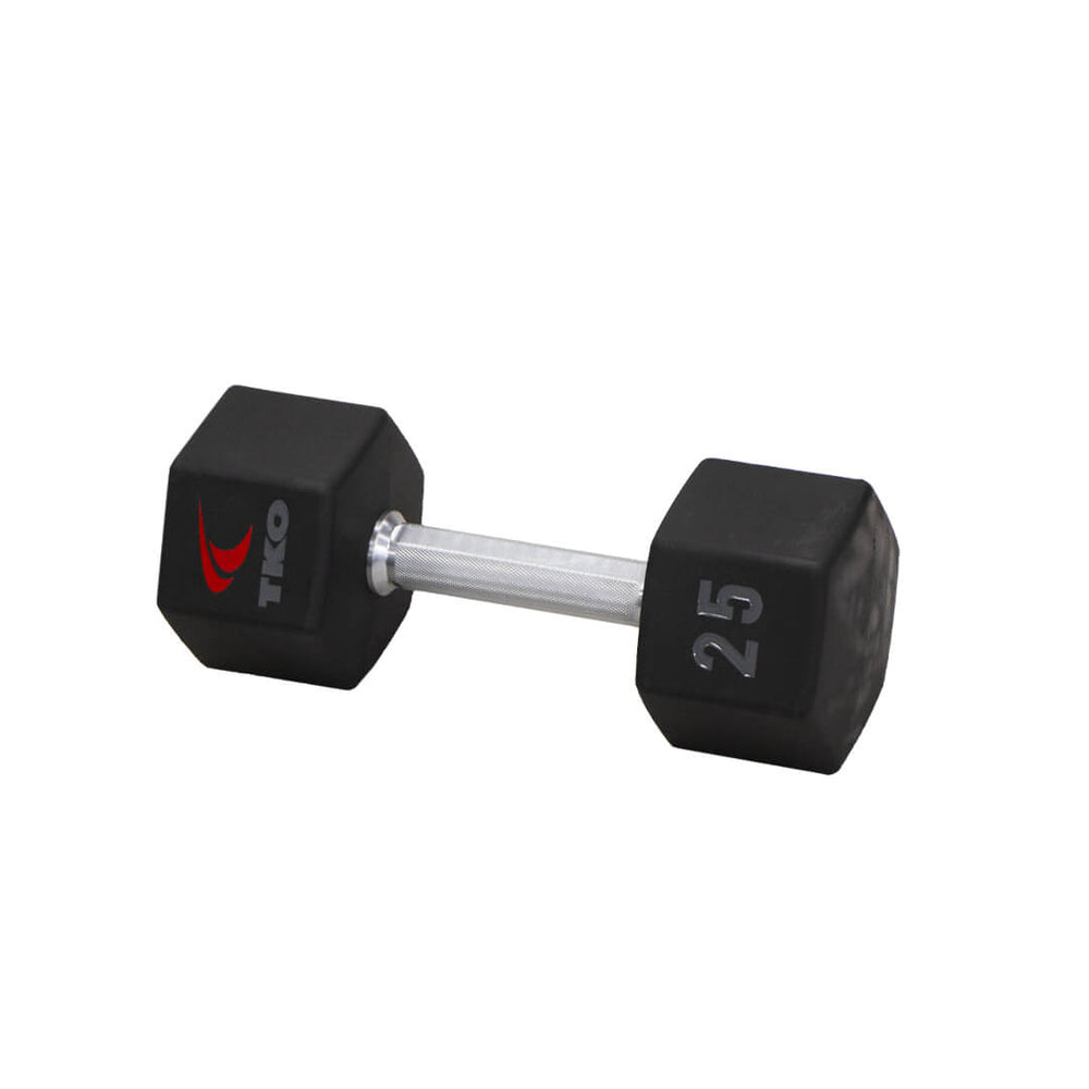 A single 25 Lb dumbbell, from the TKO Dumbbell Series with Tri-Grip handles