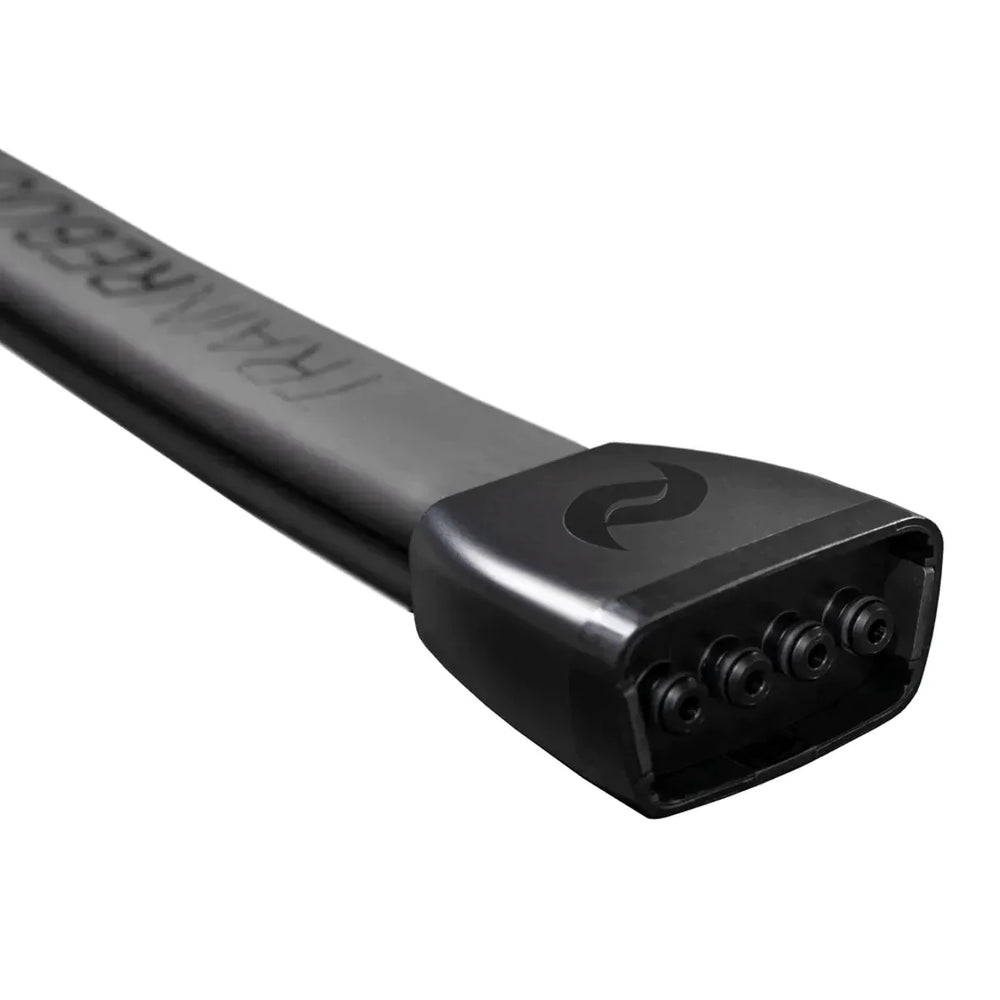 Black electronic cable connector on a white background