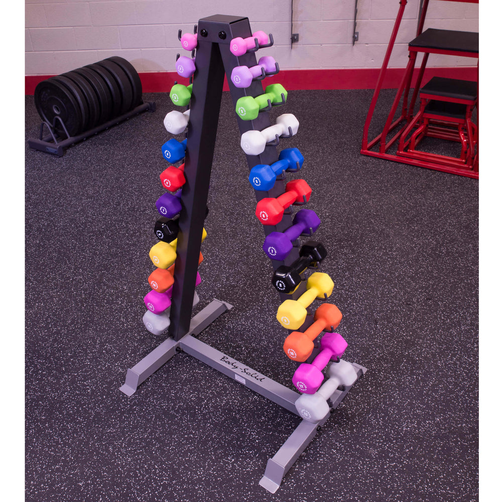 BODY-SOLID 12 PAIR VINYL, NEOPRENE RACK NEOPRENE DUMBELL