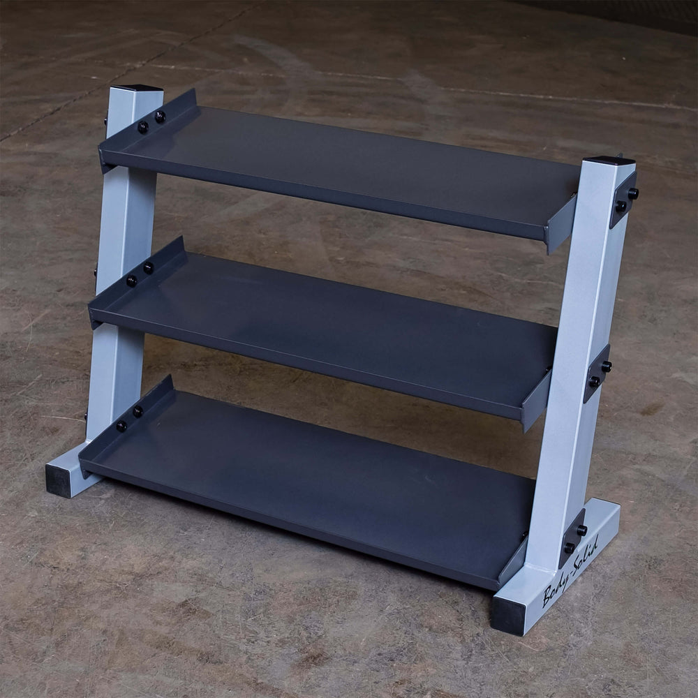 BODY-SOLID 3 TIER HORIZONTAL 34" VINYL OR NEOPRENE DUMBBELL RACK GDR34 12 PAIRS