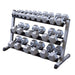BODY-SOLID 3 TIER HORIZONTAL 48" DUMBELL RACK GDR48 DUMBBELLS