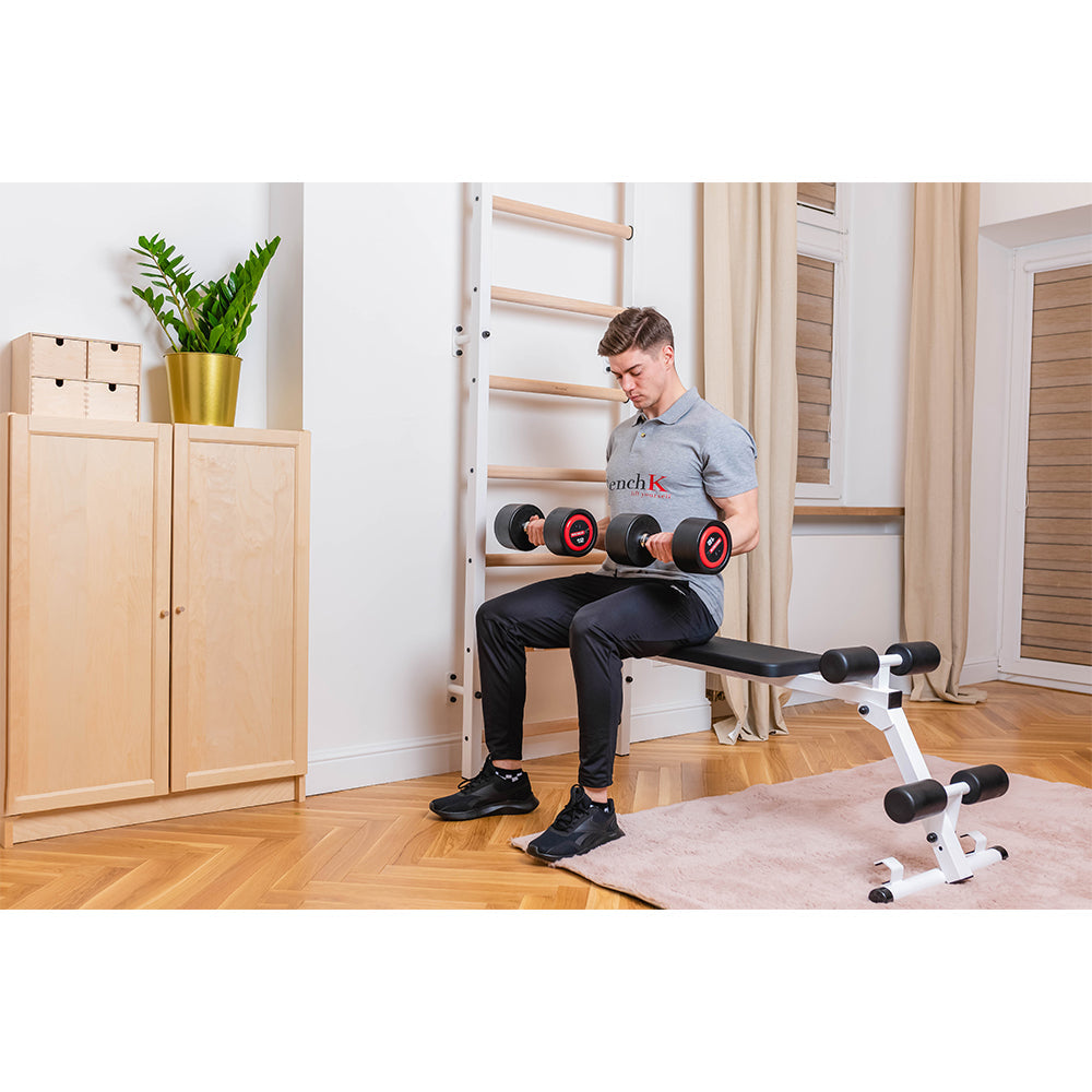 BenchK Wall Bar Home Gym 723W with bench and dumbbells