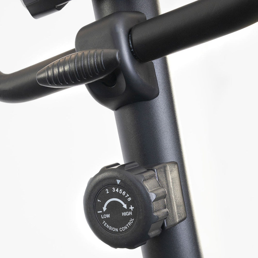 Best Fitness Recumbent Bike BFRB1B Close-up of tension control knob on Best Fitness RB1 bike showing adjustable resistance levels.
