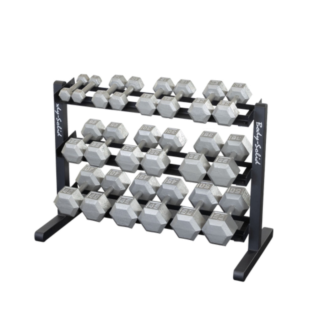 Body-Solid-3-Tier-Dumbbell-Rack_-_GDR363B_-_Silver-dumbbells