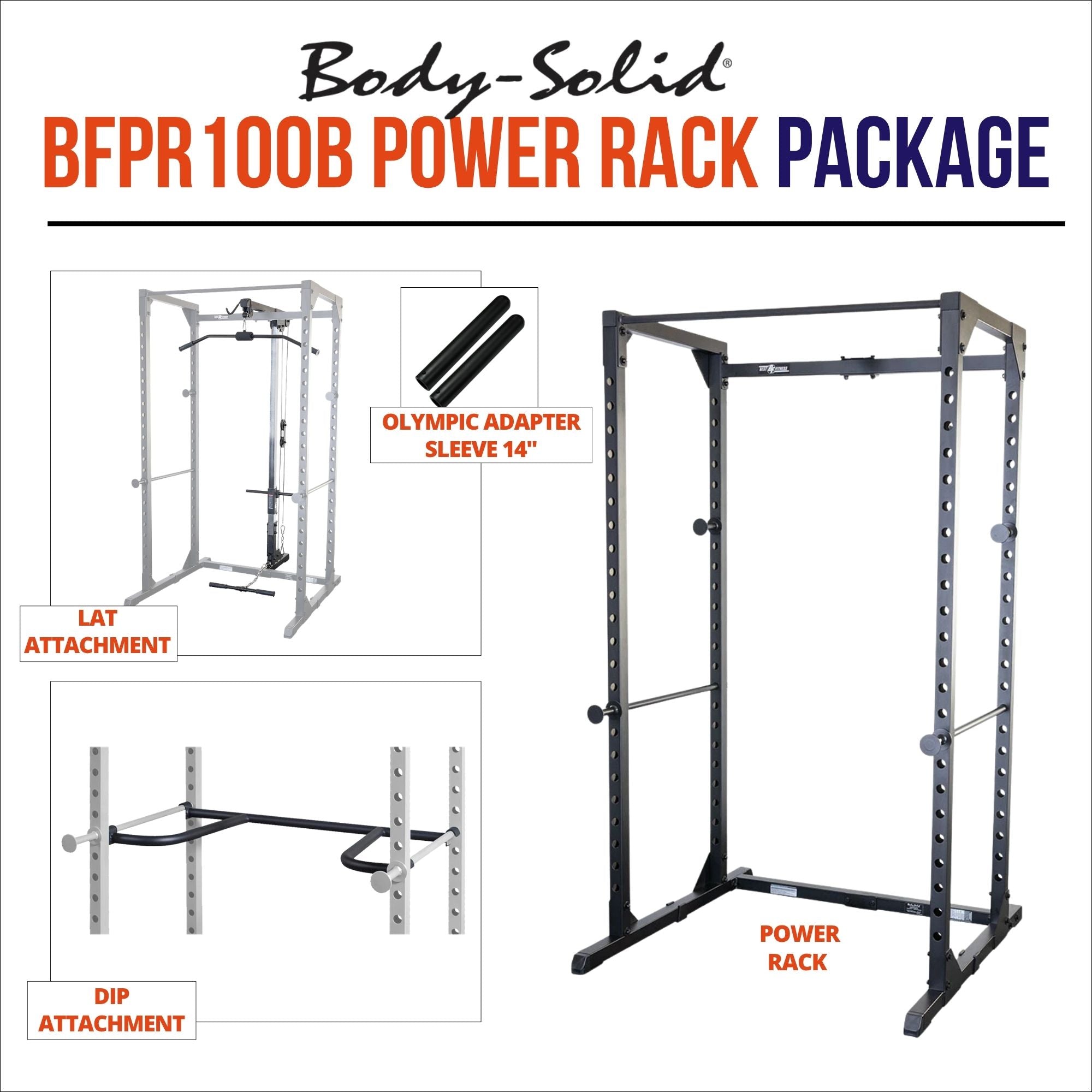 Body-Solid Best Fitness BFPR100B Power Rack Package