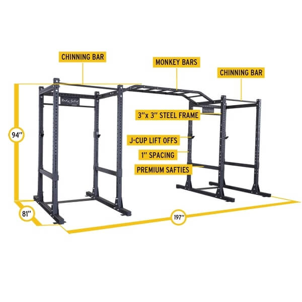 Body-Solid Commercial Double Power Rack Package SPR1000DB dimensions and features