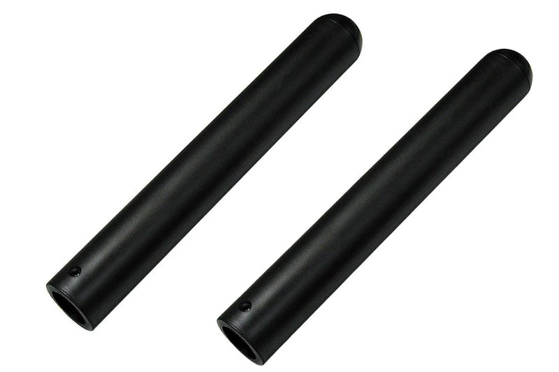 Two black cylindrical handlebar grips shown on a plain white background.