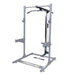 Gray powerline rack with lat pull down attachment on a white background