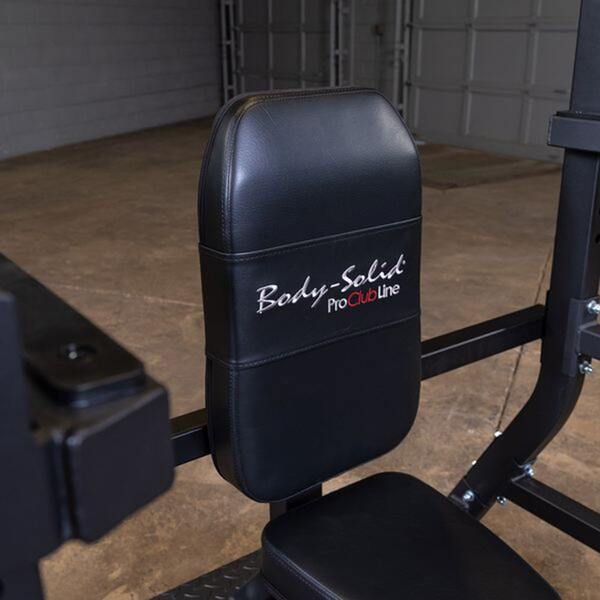Body-Solid Pro Clubline Olympic Shoulder Press Bench SOSB250 back pad with embroidery