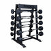 Body-Solid 20 - 110 LB Fixed Barbell Set with 10-Bar Rack with multiple dumbbells on a white background