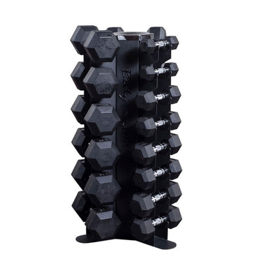 Body-Solid 3-Side Vertical Dumbbell Rack GDR80 BLACK DUMBBELLS