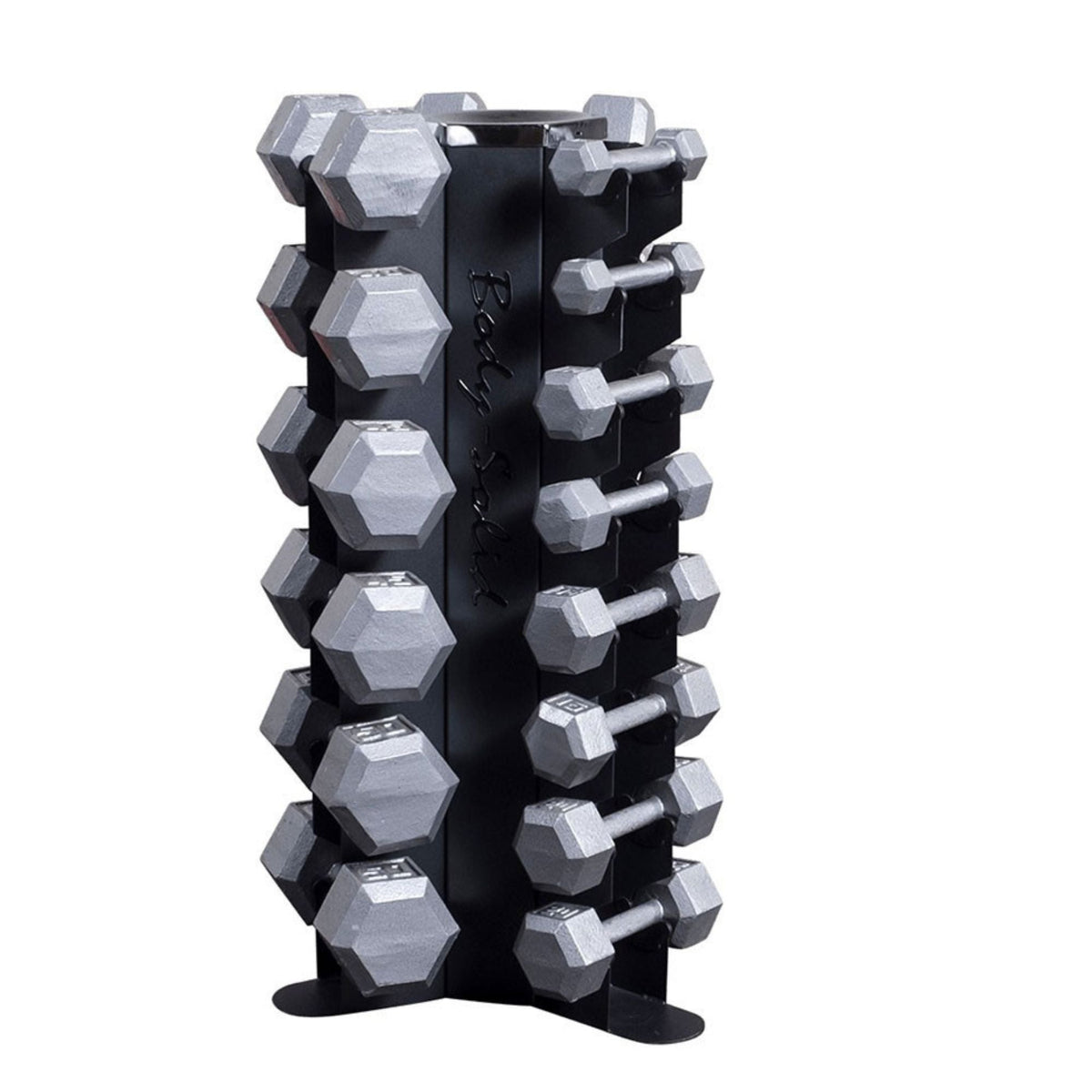 Body-Solid 3-Side Vertical Dumbbell Rack GDR80 SILVER DUMBBELLS