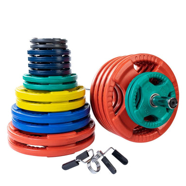 Body-Solid 500 lb. Olympic Color Rubber Grip Weight Set ORC500S