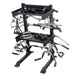 Body-Solid Accessory Rack SAR100 Body-Solid Pro Club Line rack filled with assorted fitness attachments including tricep ropes and lat bars.